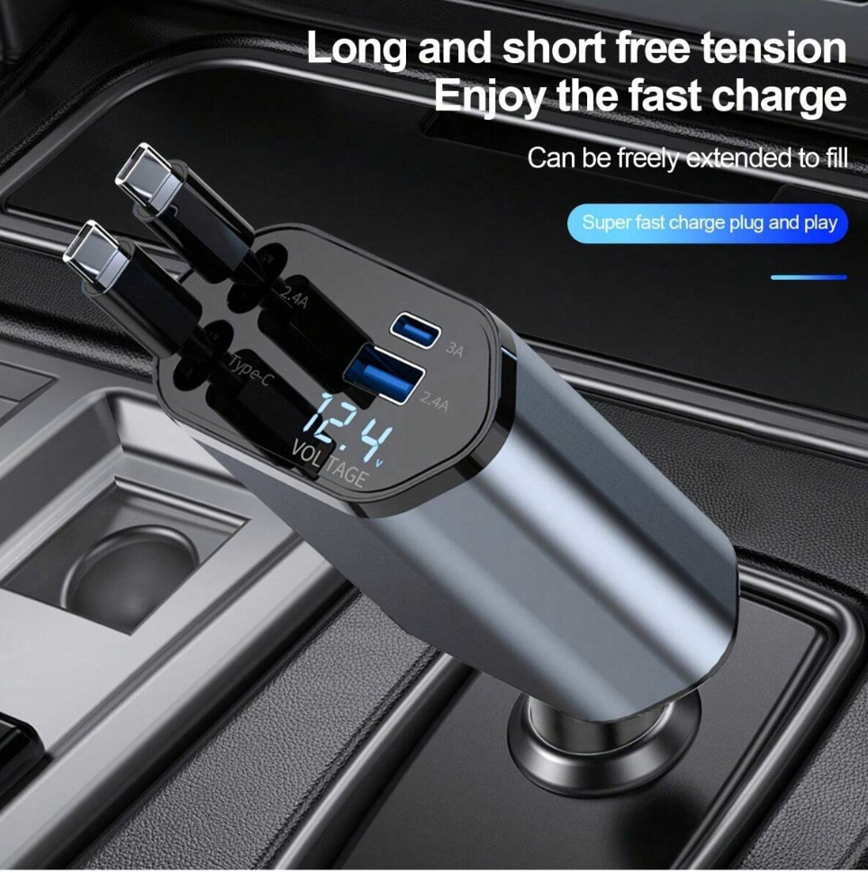 Retractable 4-In-1 Fast Car Charger