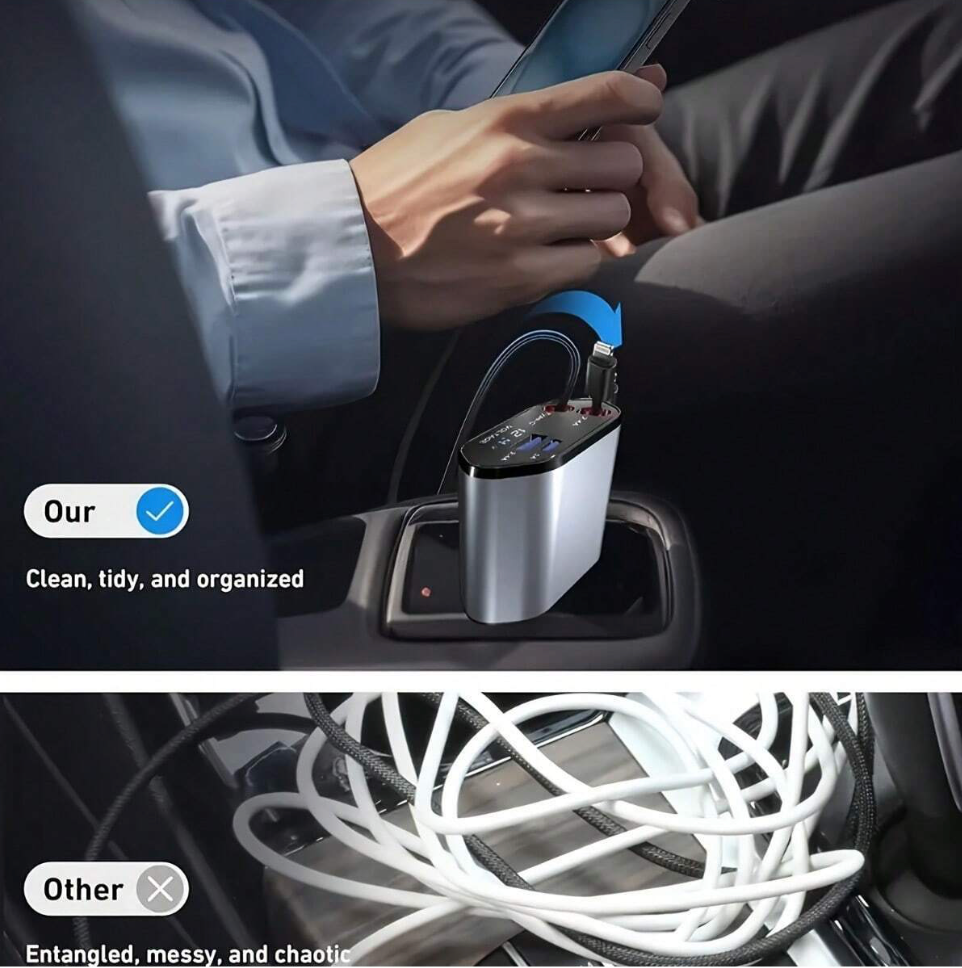 Retractable 4-In-1 Fast Car Charger